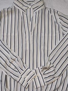 Chic Striped Collared Blouse