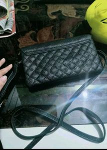 Black Soft Leather Sling Bag Double Pocket 🖤✨