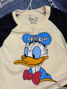 Cute Donald Duck Graphic Long Sleeve Top