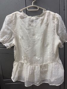 Pinteresty cream colour Butterfly Embroidered top