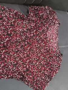 Vintage Burgundy Abstract Print Maxi Dress