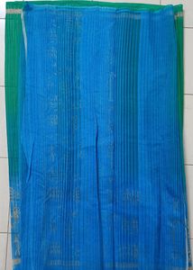 Fancy Blue And Green Beautiful Saree Uncut Blouse.