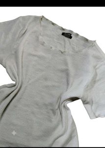 CLEARANCE SALE!💗Cute White Ribbed Lettuce Hem Top