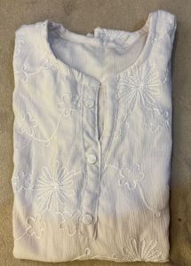 Embroidered Boho White Tunic Top