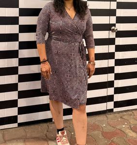Patterned Wrap Dress🩵