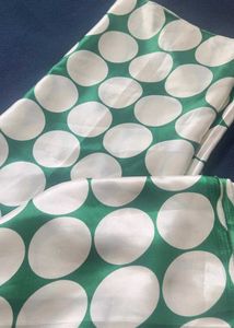 Green &amp; White Polka Dot Dress Material