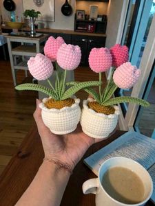 Crocheted Tulip Potted Plants (Set of 2)