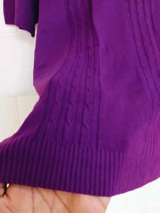 Elegant Purple Collared Short Sleeve Knit Top