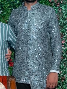 Sparkling Sequin Asymmetrical Kurta for Men