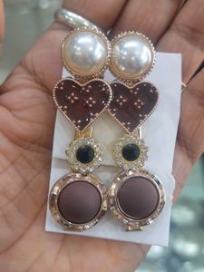 combo of Elegant Pearl &amp; Heart Dangle Earrings