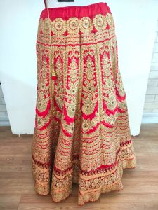 Red With Gold Embroidery Bridal Lehenga (Women's)