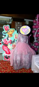 Wedding reception gown, Beautiful Party wear blingy can can full gown with light puffed sleeves