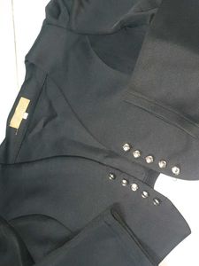 Edgy Black Crop Top with Buckle Detail no 128