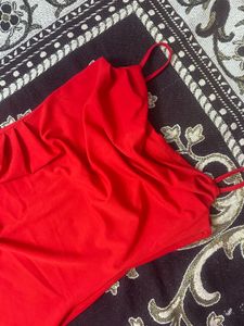 Red cowl neck bodycon dress