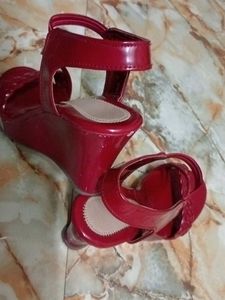 Red Wedge Sandals