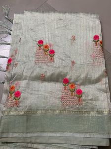 Embroidered Silk Blend Saree