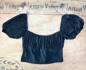 SHIEN black Square Neck Crop Top