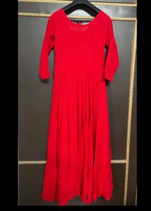 Padded Stunning Red Anarkali Gown with duppata