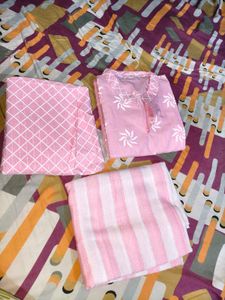 New Pink Printed Kurta Set with Dupatta
