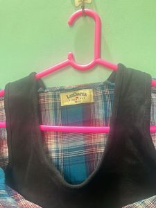 Stylish Plaid Button-Up Shirt ( Lee copper )