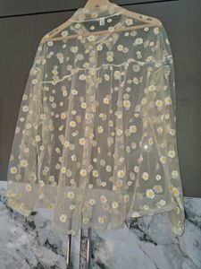 Sheer Daisy Print Long Sleeve Top