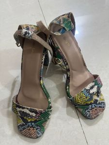 Chic Snake Print Block Heel Sandals