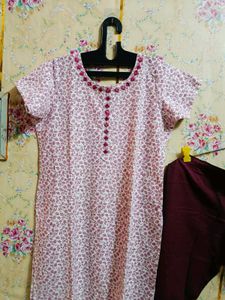 Beautiful Floral Kurta with Maroon Pants