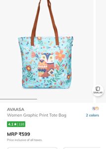 Avaasa Owl 🦉 Printed Tote Bag Party Wear