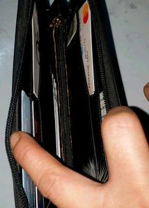 Chic Black Zip-Around Wallet with free gift