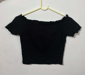 off shoulder Black smoked top