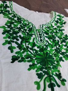 Embroidered White Short Kurti