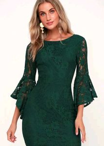 Elegant Lace Bell Sleeve Mini Dress