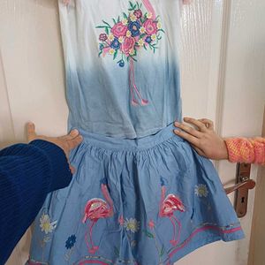 Little Girls Flamingo Top &amp; Skirt from London