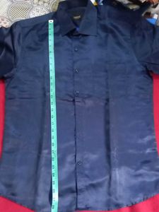 Men's Navy Blue Formal Shirt shine cloth