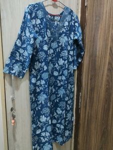 Blue Floral Print Kurta
