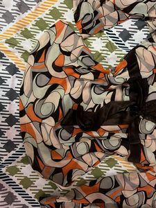 Retro Print Sheer Bell Sleeve Top