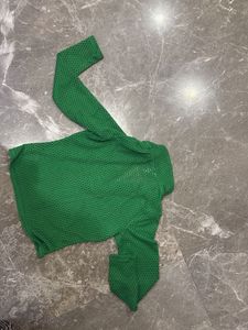 Green Mesh Long Sleeve Top