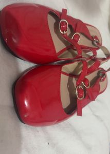 Bright Red Mary Jane Style Heels