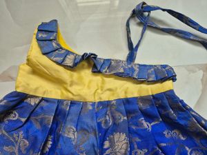 Beautiful Blue &amp; Gold Baby Dress