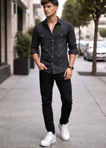 Calvin Klein Unisex Charcoal Denim Shirt