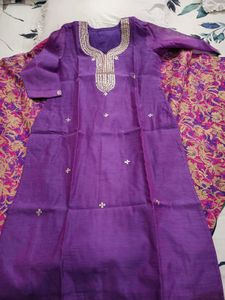 Beautiful Purple Kurta Set with skirt