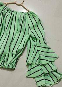 Striped Ruffle Sleeve Top