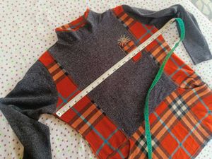 Warm Unique Plaid &amp; Gray Tunic Top