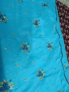Sky Blue Embroidered saree