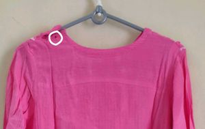 Vibrant Pink Embroidered A- Line Kurta