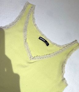 Lime Green Lace Trim Tank Top