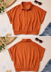 Chic Orange Oversized Button-Up Shirt