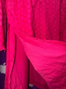 Vibrant Pink Chikankari Kurta Set