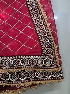 Exquisite Maroon Sequined Saree