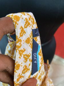 half White with mustard yellow  Printed Kurta